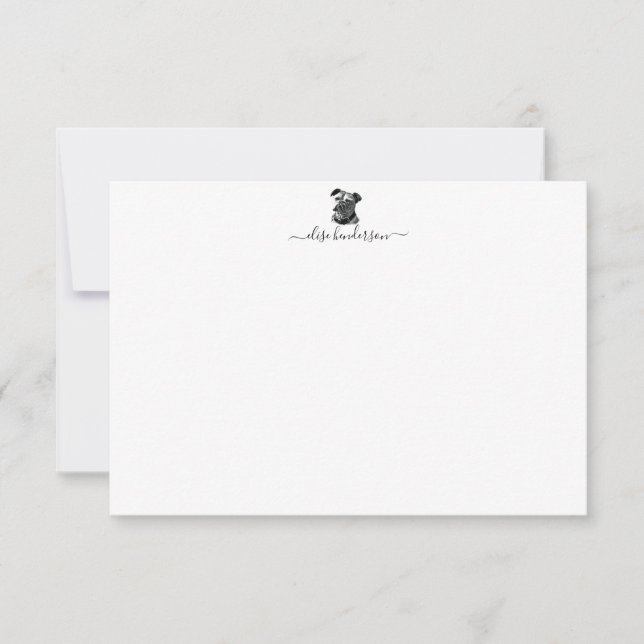 Tarjeta de nota de perro bulldog vintage personali (Anverso)