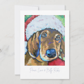 Tarjeta de nota de perro con sombrero de Santa