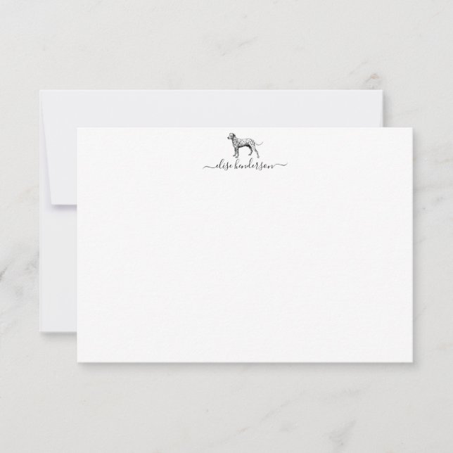 Tarjeta de nota de perro dálmata vintage personali (Anverso)