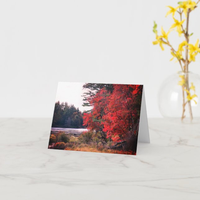 Tarjeta de nota de Personalizable Fall Foliage Pon (flor amarilla)