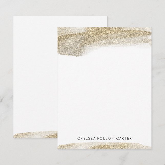 Tarjeta de nota de pincel de champán dorado (Anverso / Reverso)