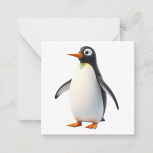 Tarjeta de nota de pingüino cuto