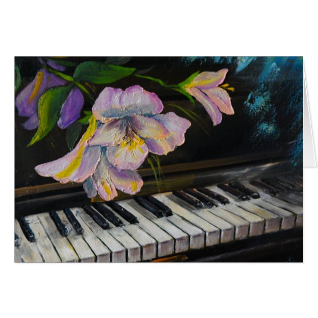 Tarjeta de nota de pintura de piano (Anverso (Horizontal))