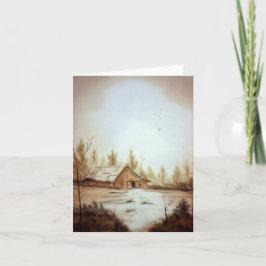 Tarjeta de nota de pintura paisajística de granjas