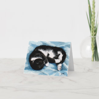Tarjeta de nota de pintura para gato de Tuxedo dur