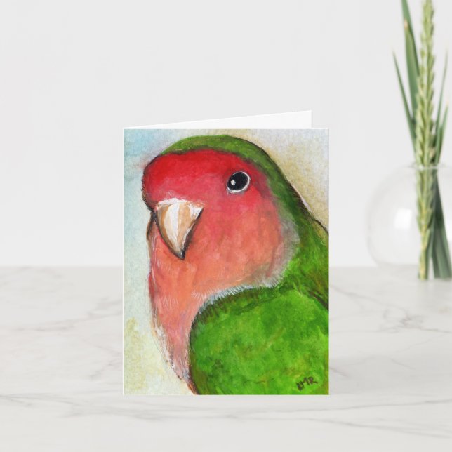 Tarjeta de nota de pintura Peach Faced Lovebird (Anverso)