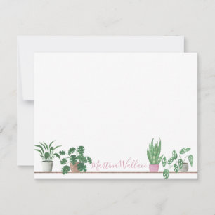 Tarjeta de nota de plantas con manchas acuáticas