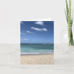 Tarjeta de nota de playa costera en blanco
