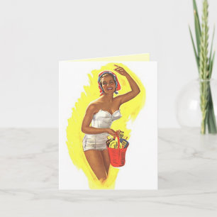 Tarjeta de nota de playa Retro Blank Fun Estilo de