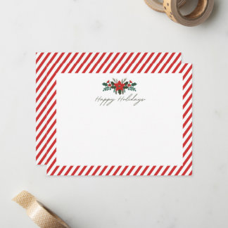 Tarjeta de nota de poinsetta de vacaciones