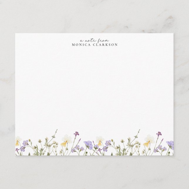 Tarjeta de nota de pradera de flores silvestres (Anverso)