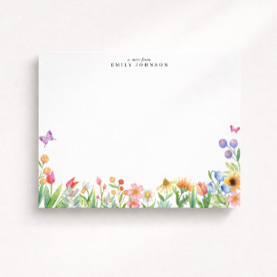 Tarjeta de nota de prado floral