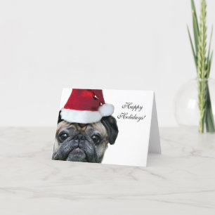 Tarjeta de nota de pug de Happy Holidays