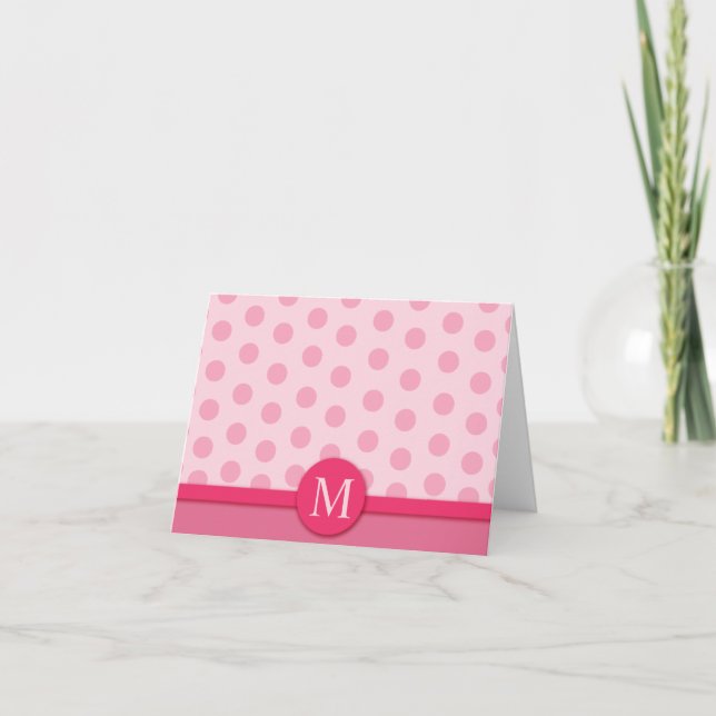 Tarjeta de nota de puntos de polka rosa moderno Gr (Anverso)