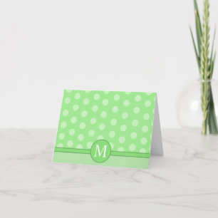 Tarjeta de nota de puntos de Polka verde claro mod