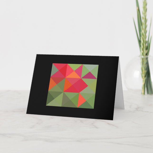 Tarjeta de nota de Quilt Square Green Red Naranja (Anverso)