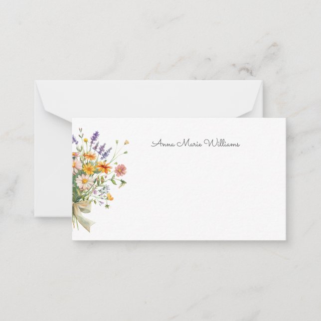 Tarjeta de nota de ramo floral de flores silvestre (Anverso)
