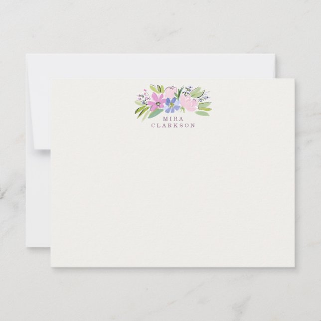 Tarjeta de nota de ramo floral pastel (Anverso)