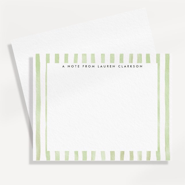 Tarjeta de nota de rayas de acuarela verde claro (Subido por el creador)