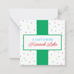 Tarjeta de nota de regalo con sprinkles de arcoíri