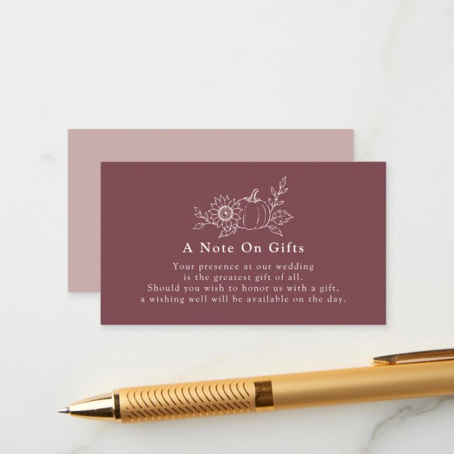 Tarjeta de nota de regalo de boda de girasol y cal (Anverso/Reverso In Situ)