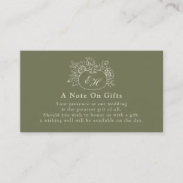 Tarjeta de nota de regalo de boda de otoño en oliv