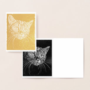 Tarjeta de nota de Relieve metalizado dorado de ca