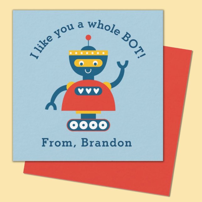 Tarjeta de nota de robot Día de San Valentín para  (fun robot valentine.  perfect for a kids classroom exhange. personalize it with your kids name.)