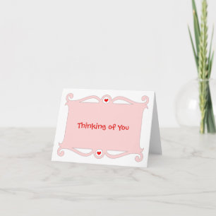 Tarjeta de nota de rollo rosa pensando en ti