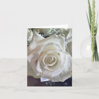 Tarjeta de nota de rosa blanca