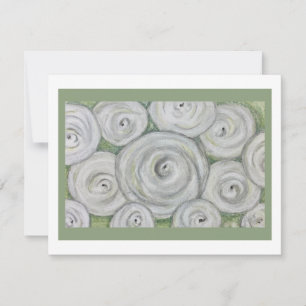 Tarjeta de nota de rosas blancas