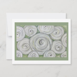 Tarjeta de nota de rosas blancas