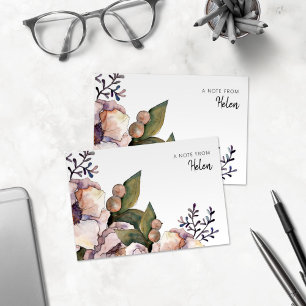Tarjeta de nota de Rosas de acuarela de color suav