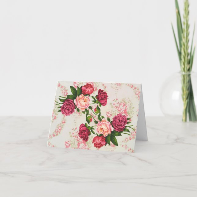 Tarjeta de nota de rosas rosa (Anverso)