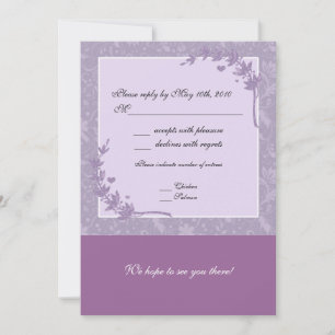 Tarjeta de nota de RSVP de boda de lavanda
