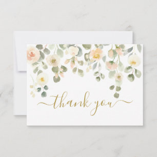 Tarjeta de nota de Rubor Floral Gracias
