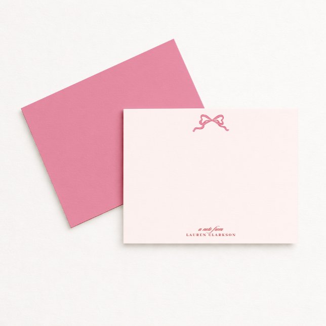 Tarjeta de nota de San Valentín con lazo rosa (Subido por el creador)