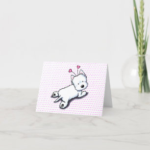 Tarjeta de nota de San Valentín cudly Westie