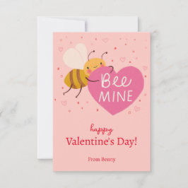 Tarjeta de nota de San Valentín Cute Bee Kids Clas