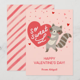 Tarjeta de nota de San Valentín Cute Raccoon Kids