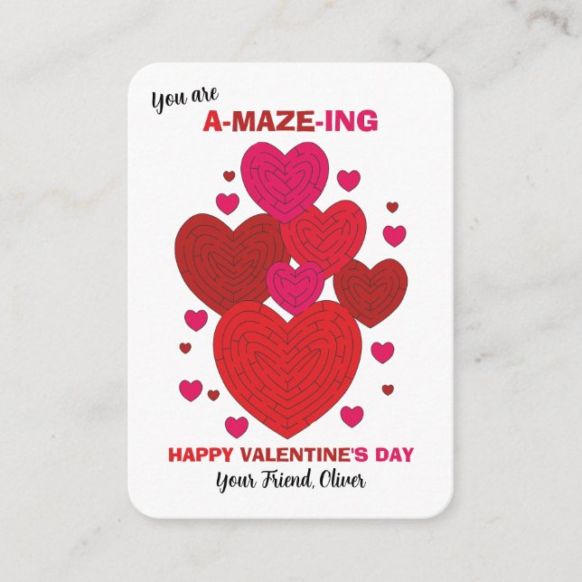 Tarjeta de nota de San Valentín de clase de laberi (Anverso)