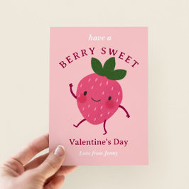 Tarjeta de nota de San Valentín de fresa en aula