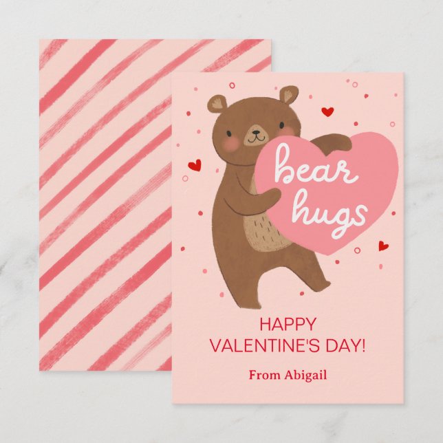 Tarjeta de nota de San Valentín para niños de aula (Anverso / Reverso)