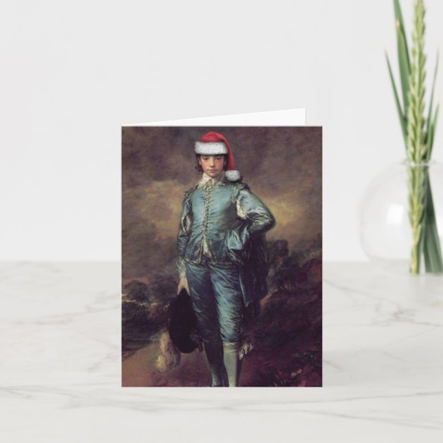 Tarjeta de nota de Santa del muchacho azul (Anverso)