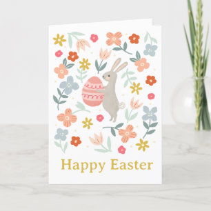 Tarjeta de nota de Semana Santa Bunny & Spring Flo