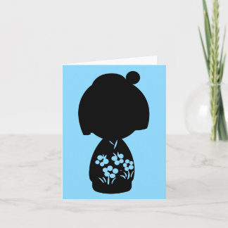 Tarjeta de nota de silicona azul Kokeshi Triplet