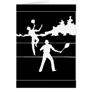 Tarjeta de nota de silueta de tenis retro