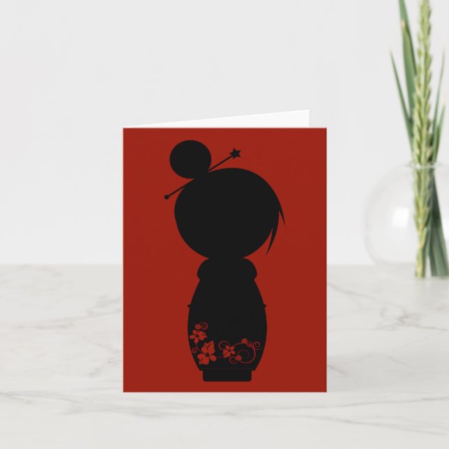 Tarjeta de nota de silueta gótica kokeshi (Anverso)
