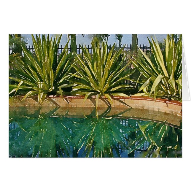 Tarjeta de nota de succulantes de piscina (Anverso (Horizontal))