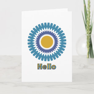 Tarjeta de nota de Sunburst moderna en azul y oro